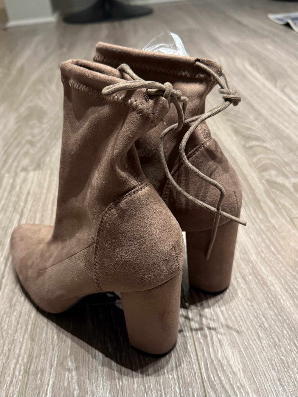 Women's Suede Ankle Booties - Taupe Block Heel
